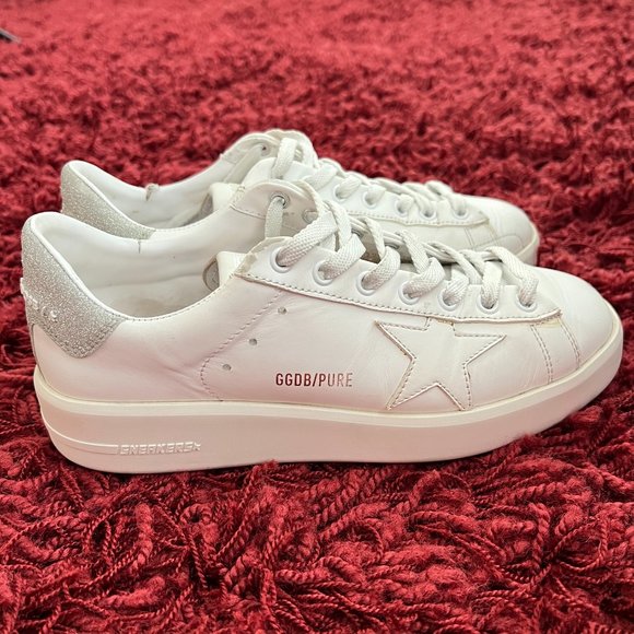 Golden Goose Shoes - GOLDEN GOOSE Leather White/Silver Super Star Sneakers sz 7 / IT 37
